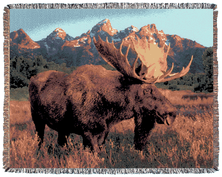 Bull Moose Wildlife Tapestry Afghan