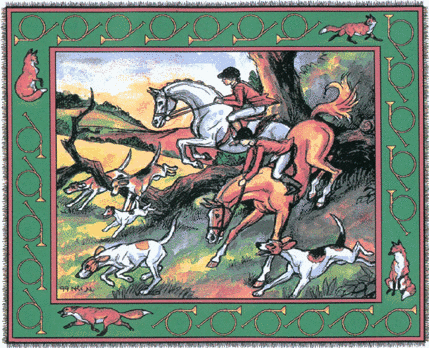 Fox Hunt English Tapestry Afghan