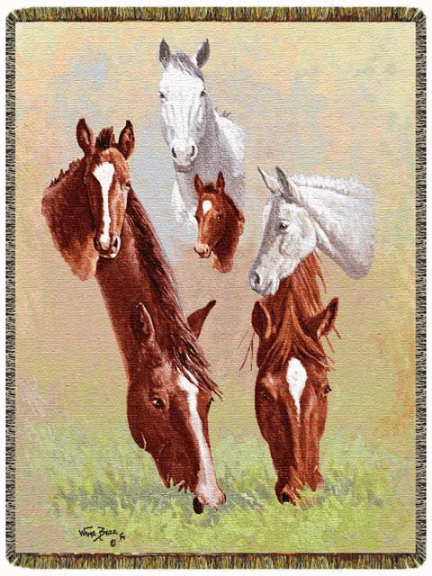Horse Heads Tapestry Afghan