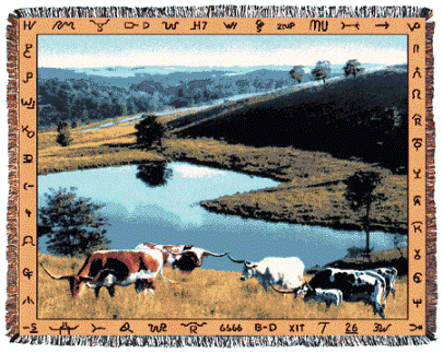 Dickinson Cattle Western Tapestry Afghan