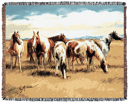 Paints of the Plains Western Tapestry Afghan *